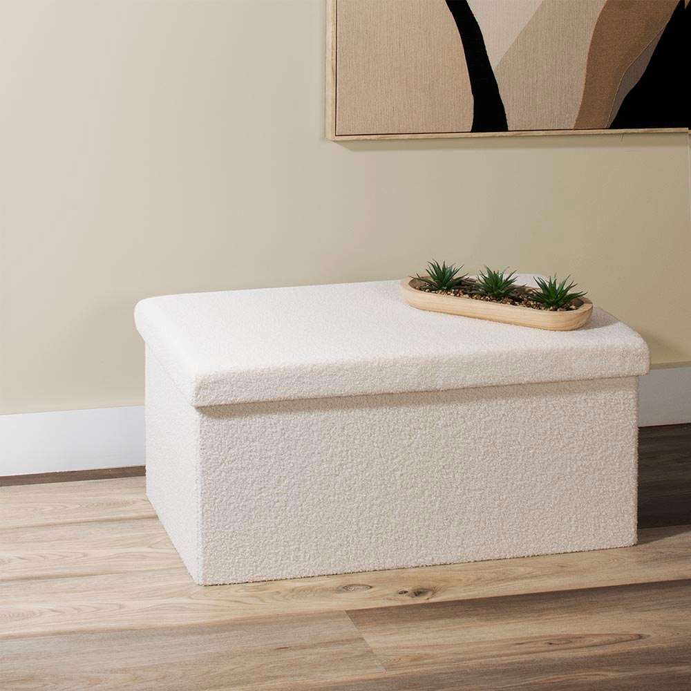 Pouf de rangement pliable Teddy crème 29 7/8 po ASTELLA
