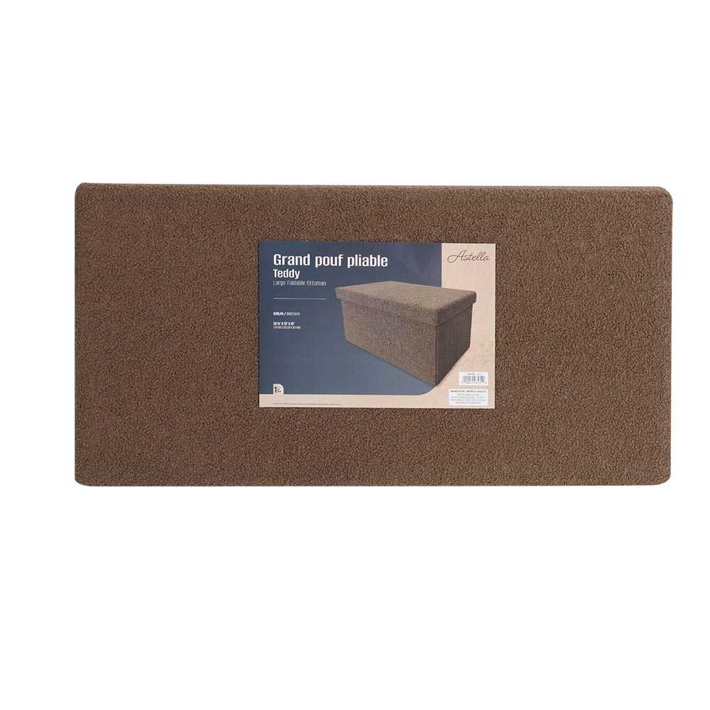 Pouf de rangement pliable Teddy brun 29 7/8 po ASTELLA