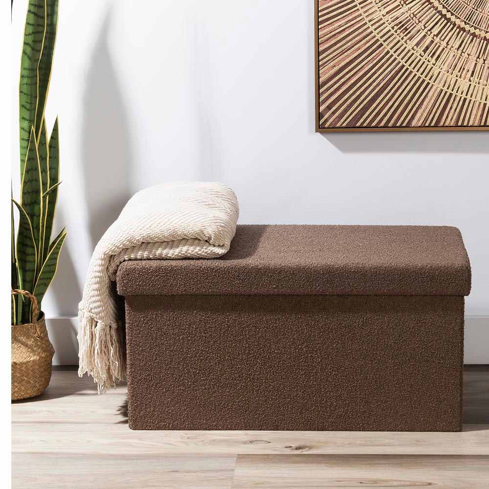 Pouf de rangement pliable Teddy brun 29 7/8 po ASTELLA