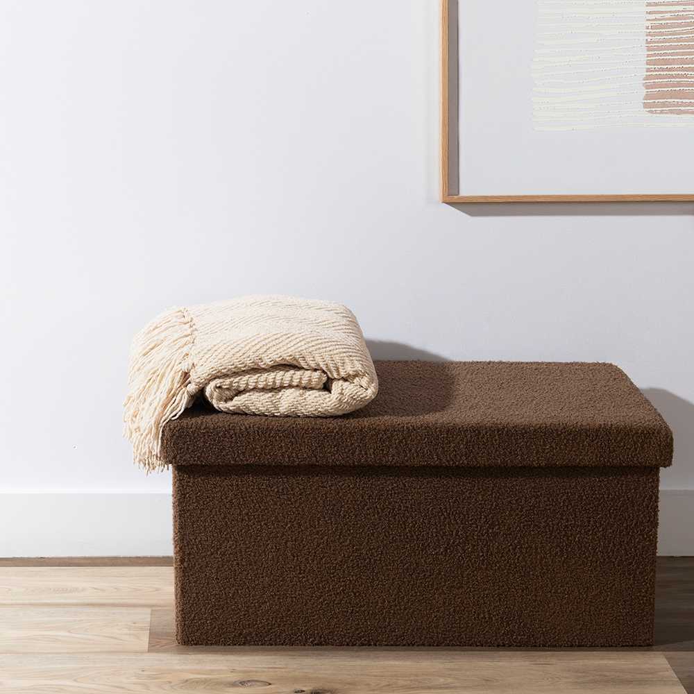 Pouf de rangement pliable Teddy brun 29 7/8 po ASTELLA