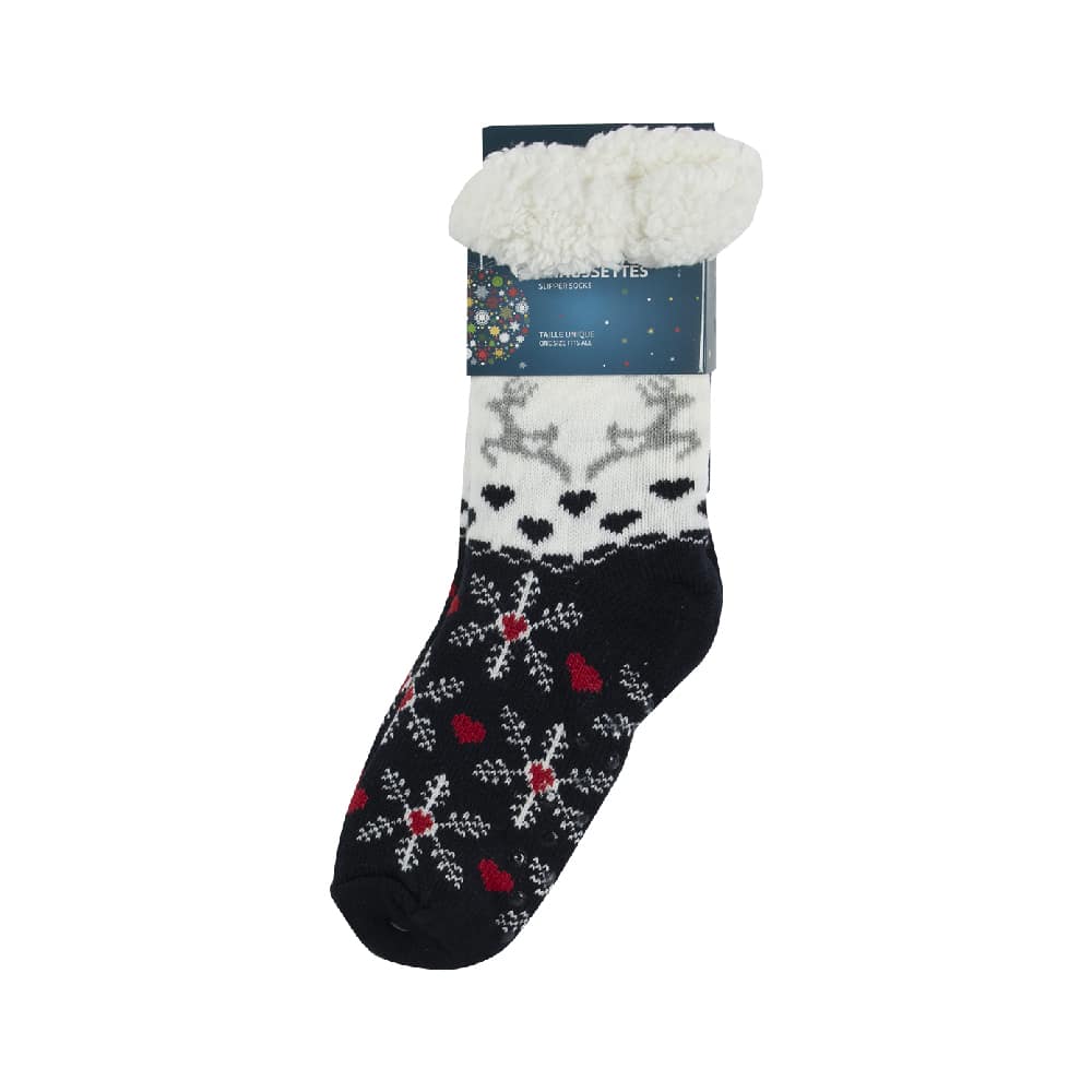Chaussettes de Noël marine et blanc. Taille unique.