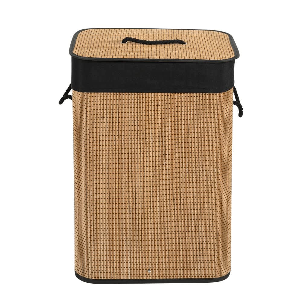 Panier à linge en bambou naturel et noir