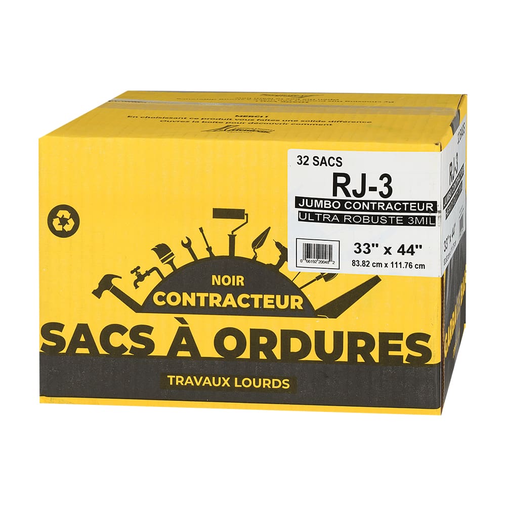 Sacs à ordures de construction noir 159 L Pqt/32