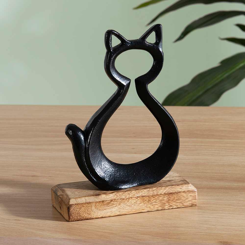 Décoration Chat assis sur socle