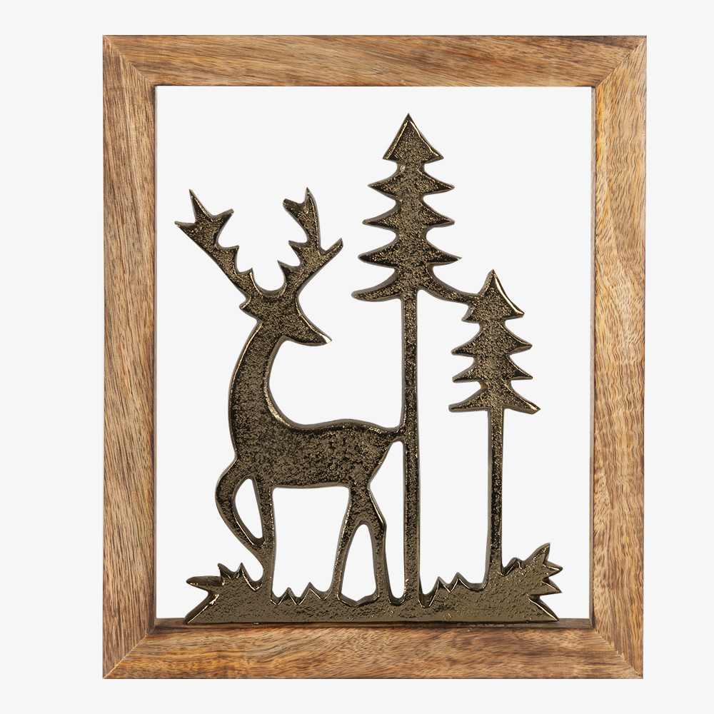 Décoration murale Renne et arbres en bois et aluminium 10 1/4 po x 11 3/4 po ASTELLA