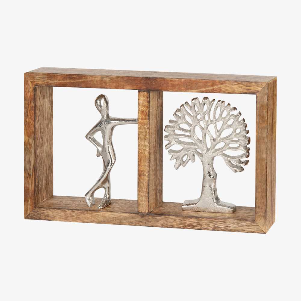 Décoration murale Arbre et silhouette en bois et aluminium 13 3/4 po x 7 1/2 po ASTELLA