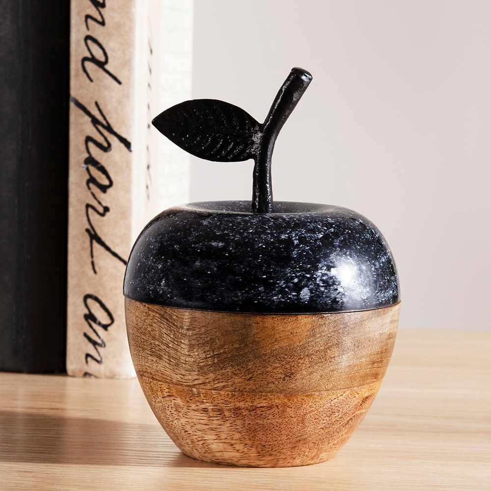 Décoration coffret pomme avec feuille