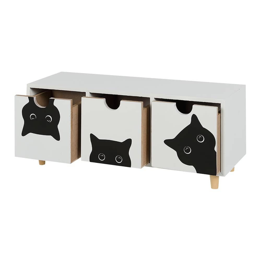 Rangement à 3 tiroirs chats noir ASTELLA