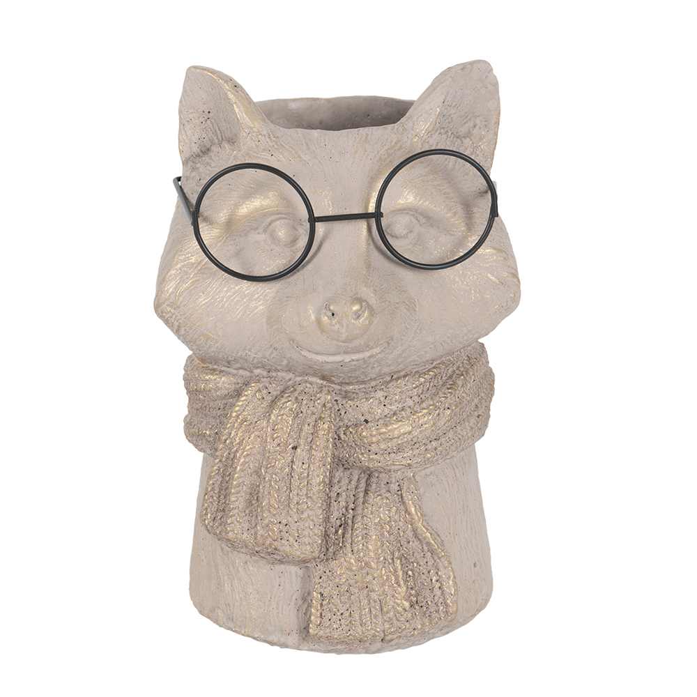 ASTELLA Gaston the Raccoon Decorative Cement Pot Brown