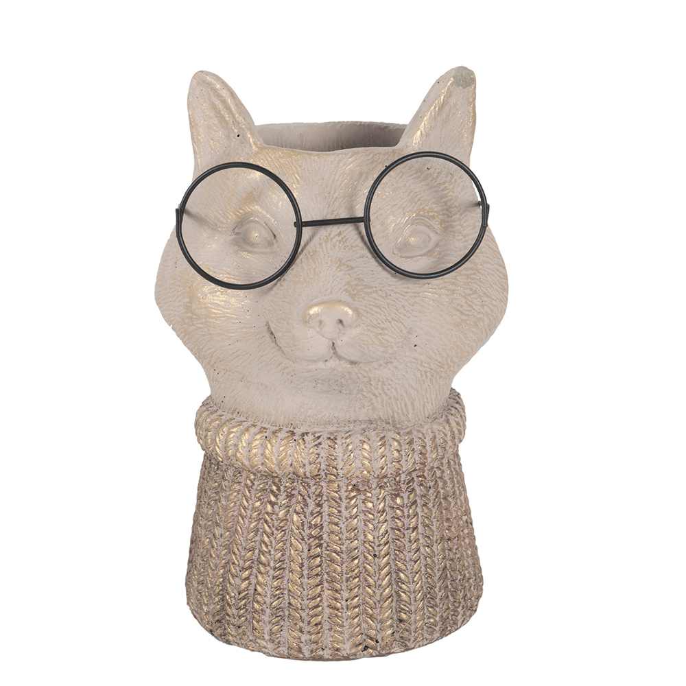 Pot décoratif en ciment Bernard le renard brun ASTELLA