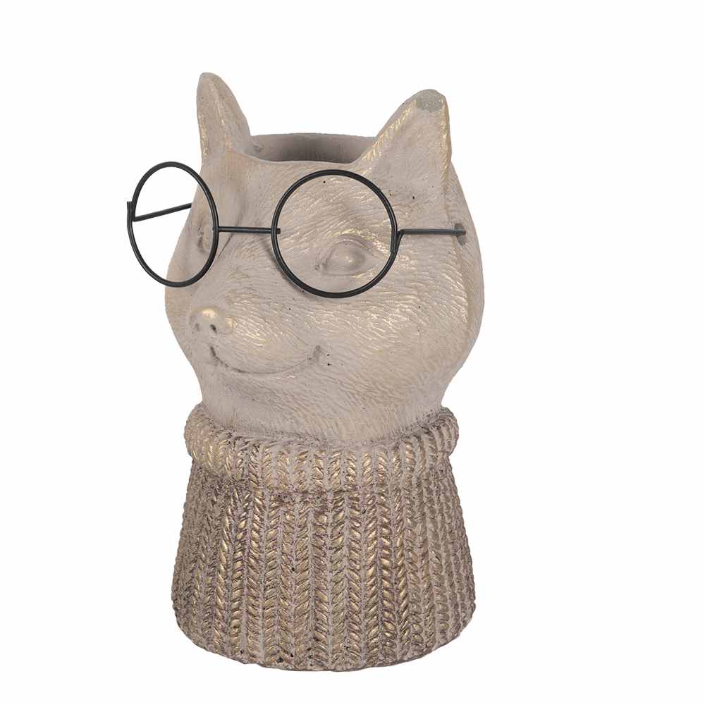 Pot décoratif en ciment Bernard le renard brun ASTELLA