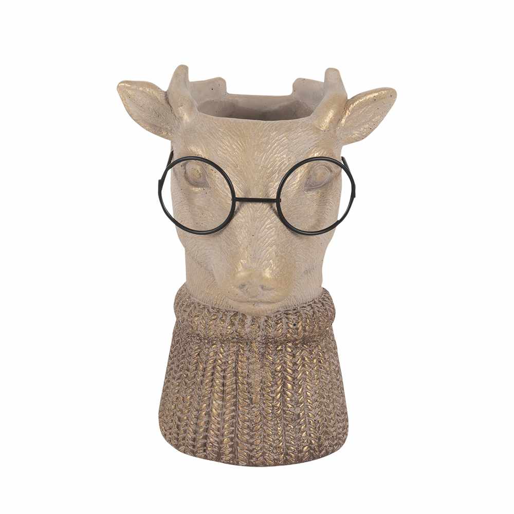 Pot décoratif en ciment Robert le cerf brun ASTELLA