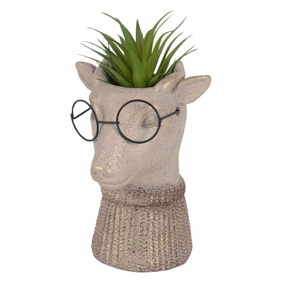 Pot décoratif en ciment Robert le cerf brun ASTELLA