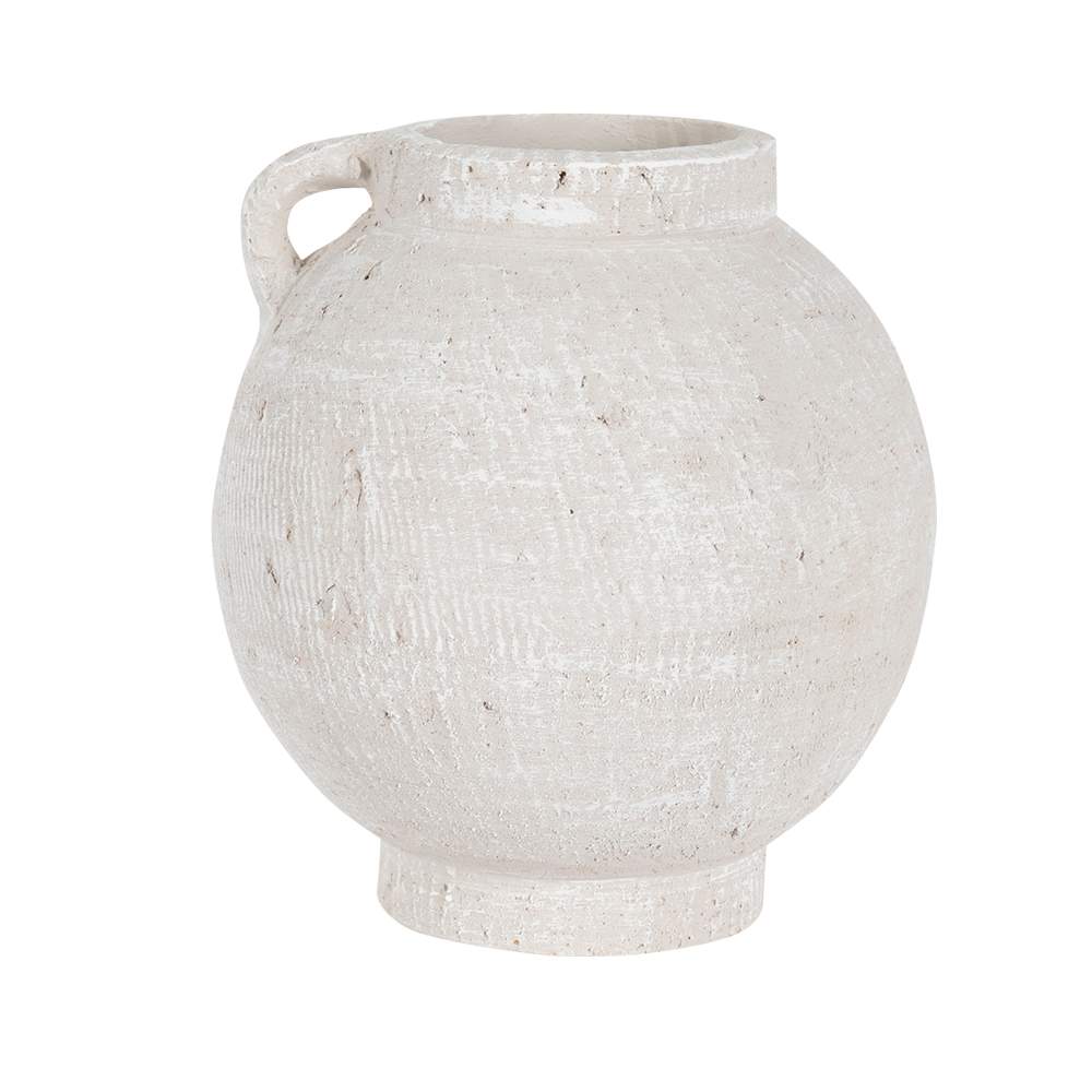 Pot décoratif rustique rond en terre cuite beige 8 3/4 po ASTELLA