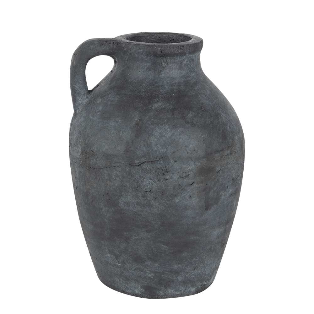 Pot décoratif rustique rond en terre cuite noir 9 po ASTELLA