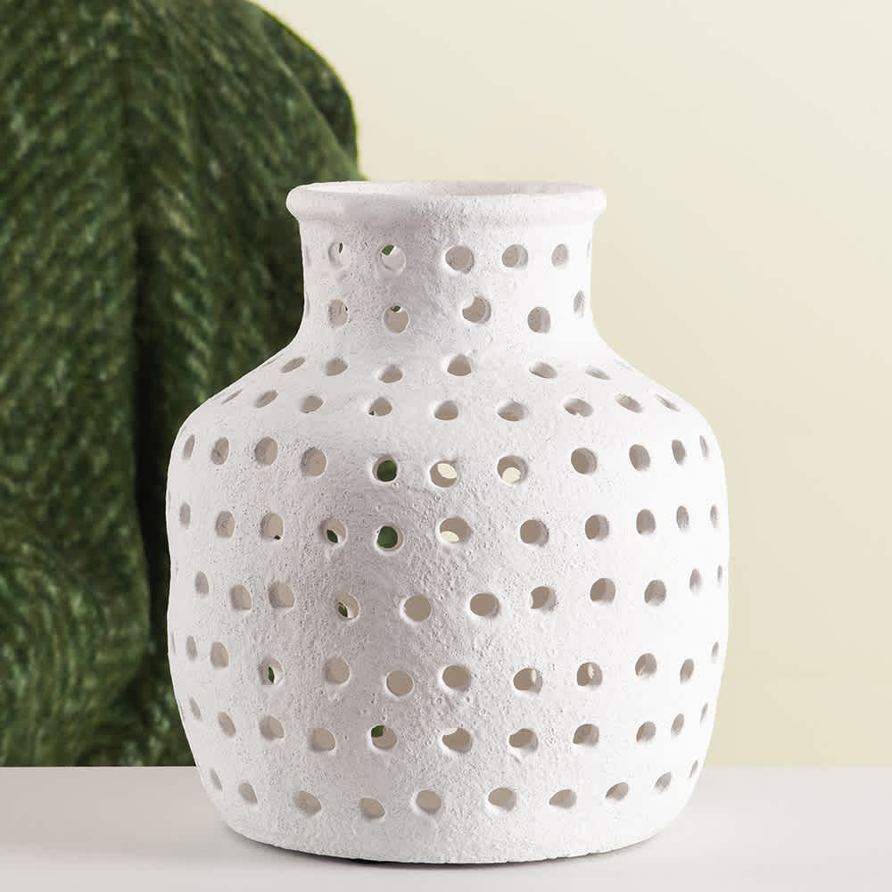 ASTELLA White Decorative Ceramic Pot 7 in.