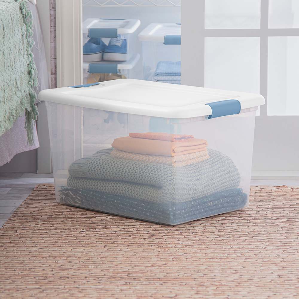 Bac de rangement avec couvercle clip 61 L