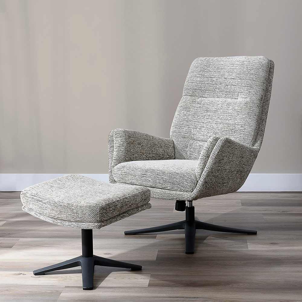 Fauteuil pivotant avec repose-pieds Jazz beige ASTELLA