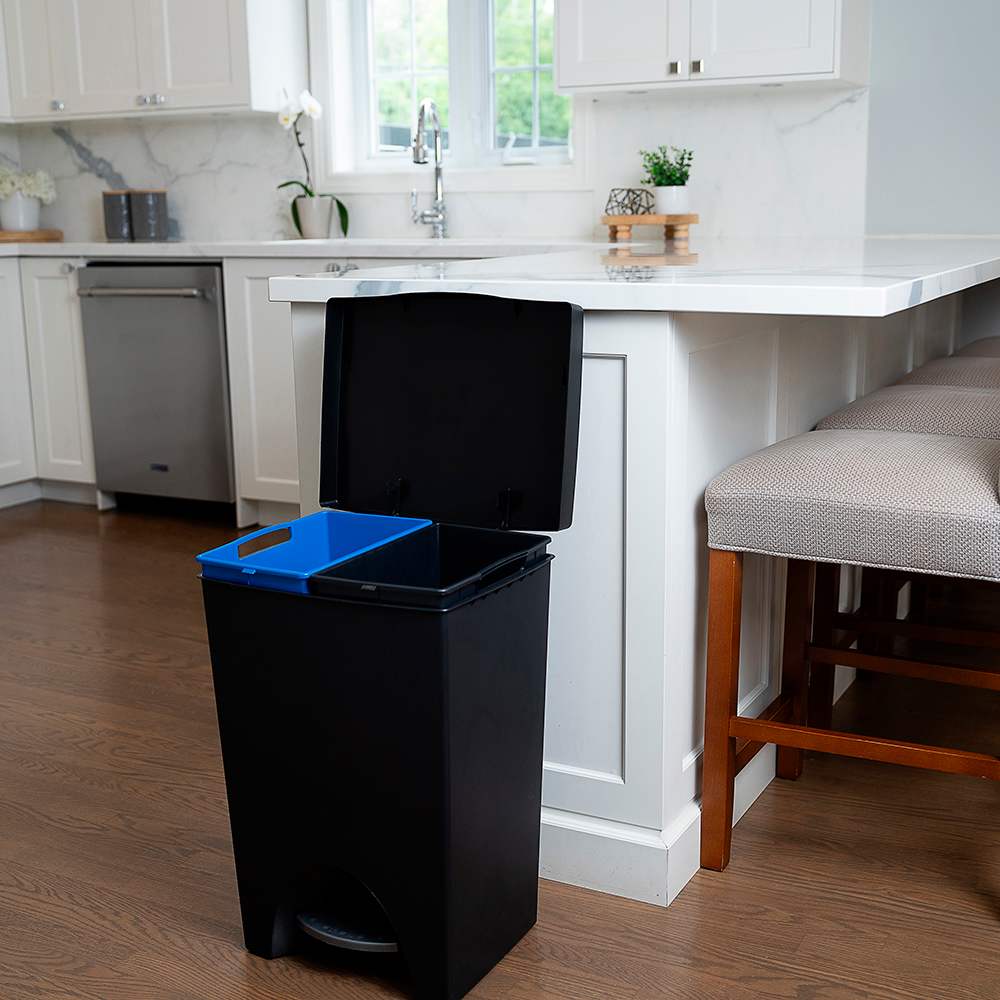 Poubelle double à pédale noire 2 x 25 L MISTRAL