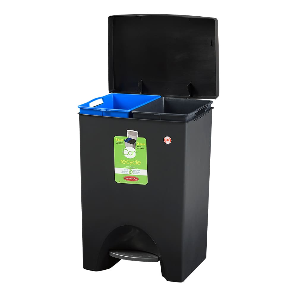 Poubelle double à pédale noire 2 x 25 L MISTRAL