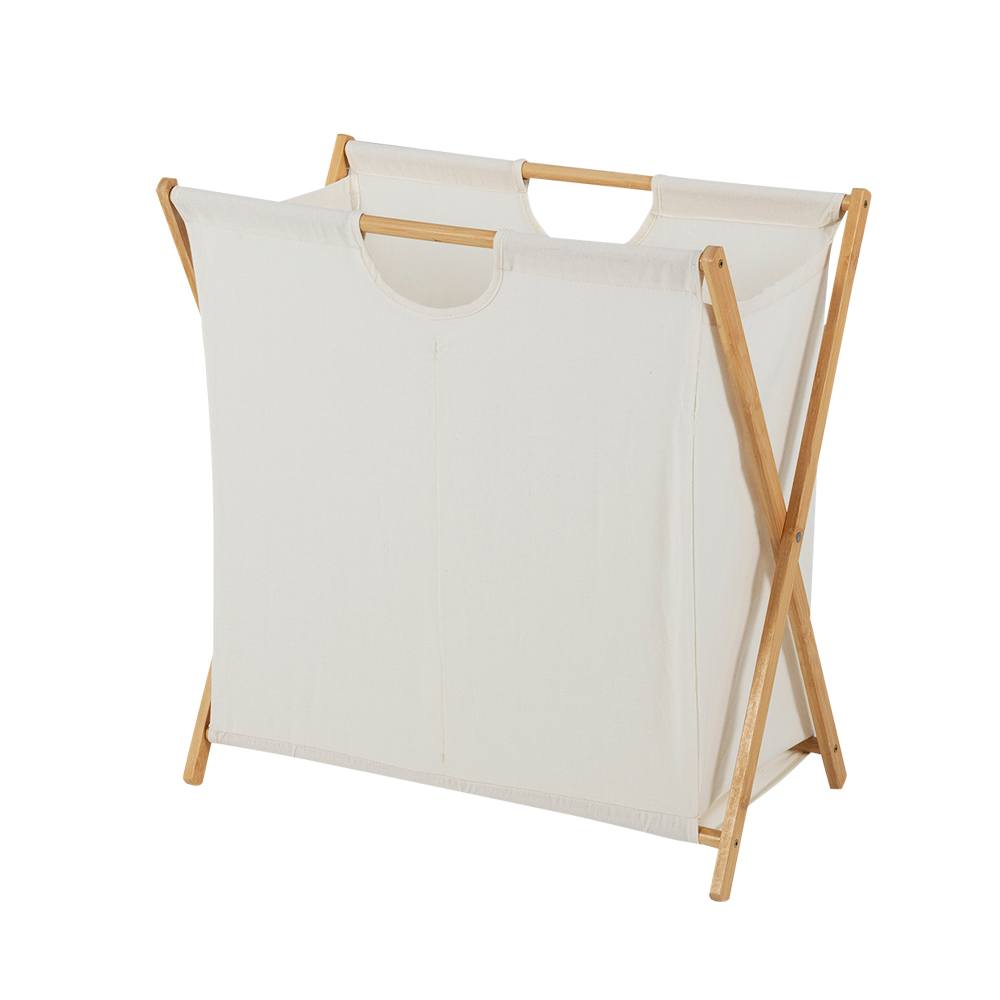 Panier à linge blanc à 2 compartiments PRATICO