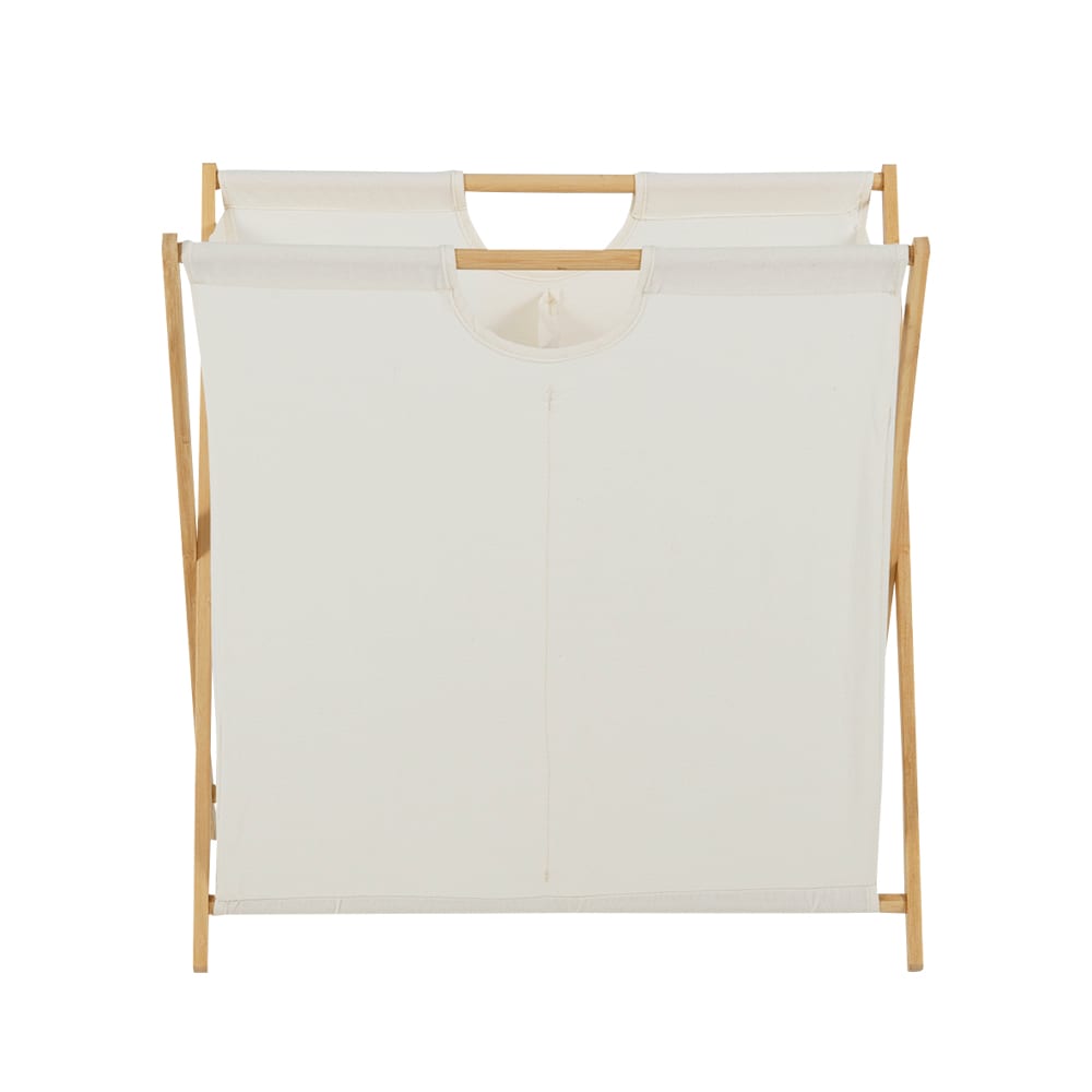 Panier à linge blanc à 2 compartiments PRATICO