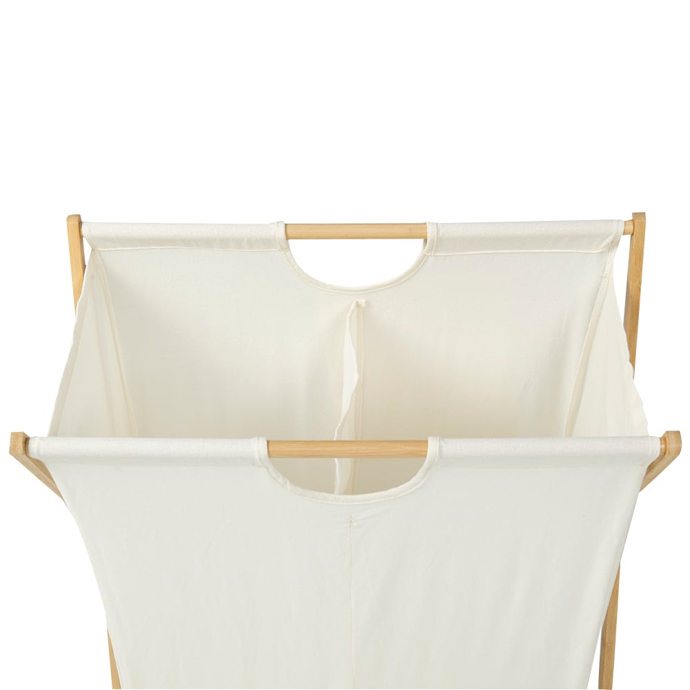 Panier à linge blanc à 2 compartiments PRATICO