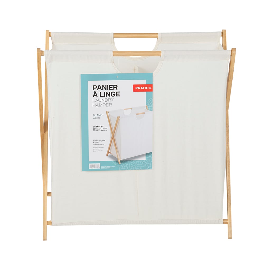 Panier à linge blanc à 2 compartiments PRATICO
