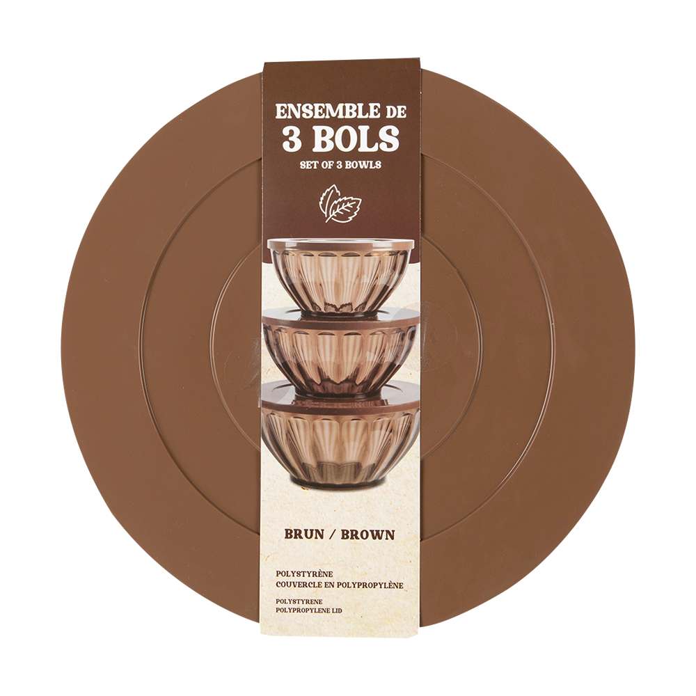 Bols à salade Brun Ens/3