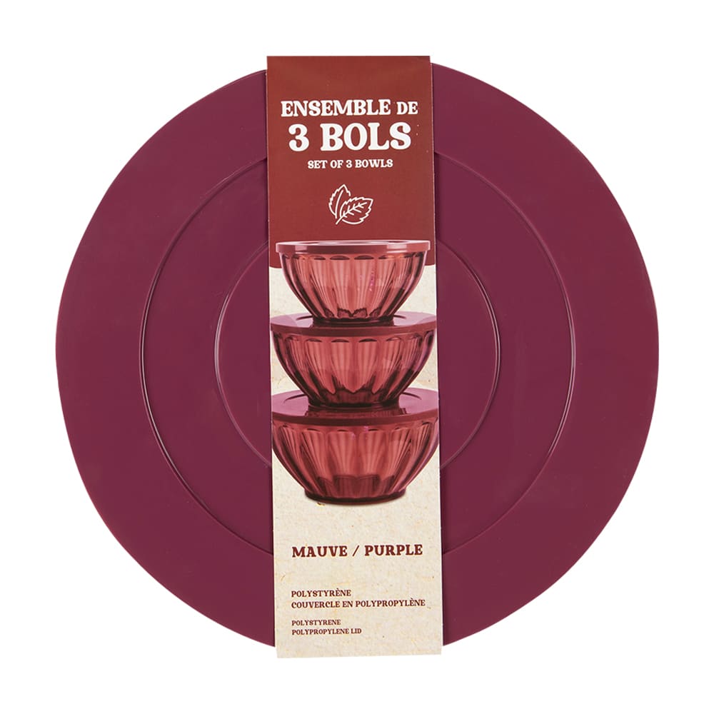 Bols à salade Mauve Ens/3