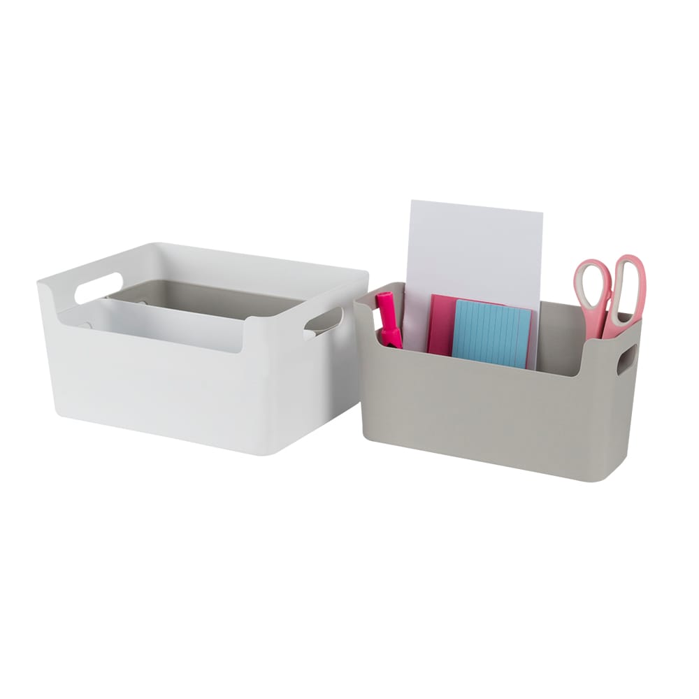 Ensemble de 4 bacs de rangement en plastique gris