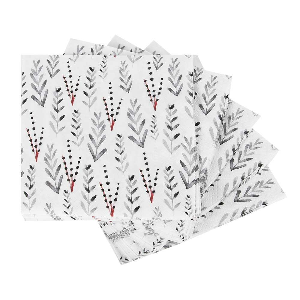 Serviettes de table Feuilles noires Pqt/20