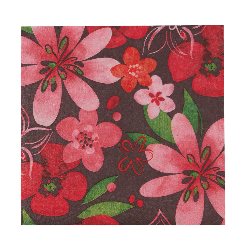 Serviettes de table fleurs Marsala Pqt/20