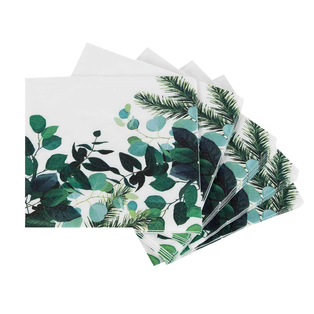 Serviettes de table Branches vertes Pqt/20
