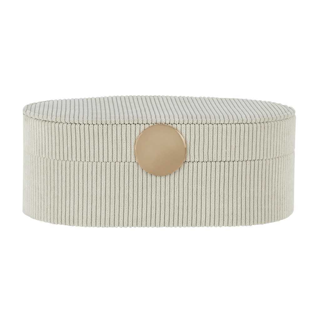 Boîte de rangement en velours côtelé beige ASTELLA