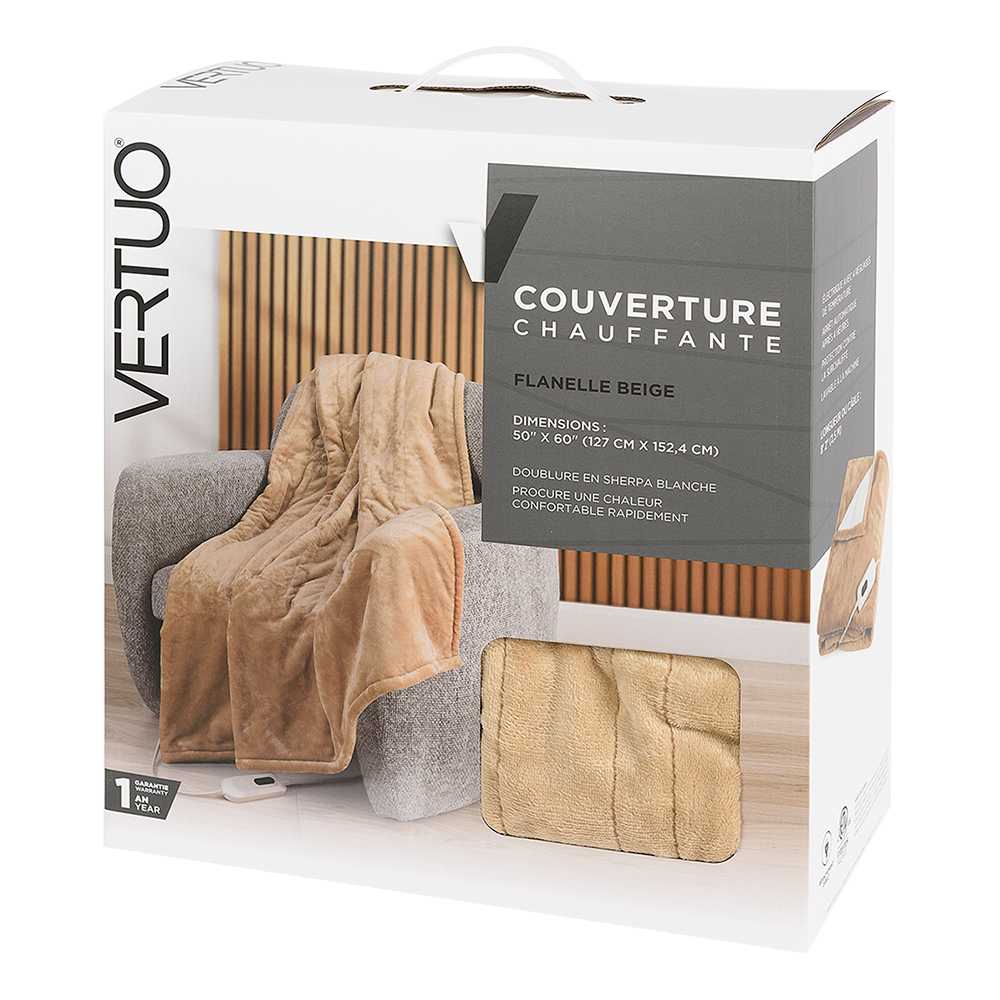 Couverture chauffante beige 50 po x 60 po VERTUO