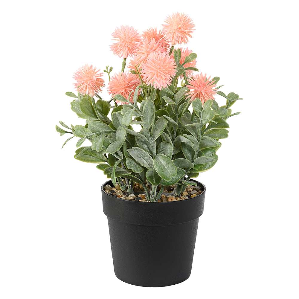 Plante artificielle fleurs roses avec pot noir ASTELLA