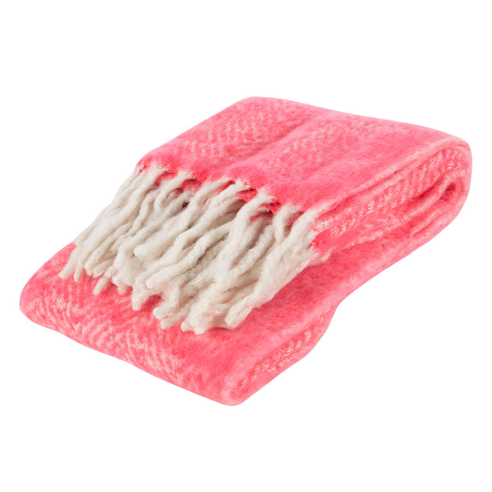 Jeté Mohair rose 51 1/8 po x 66 7/8 po ASTELLA