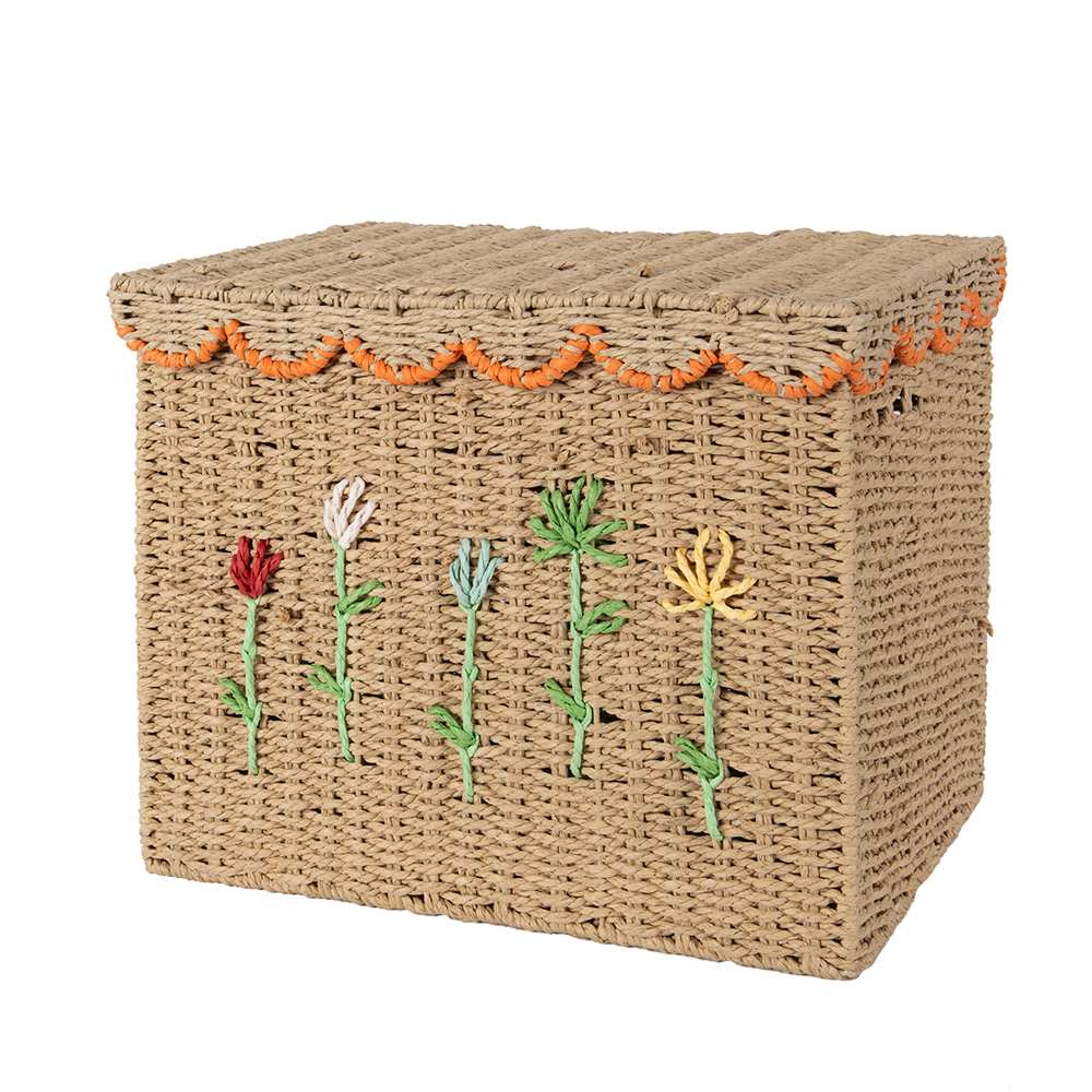 Panier de rangement avec couvercle en fibres naturelles ASTELLA