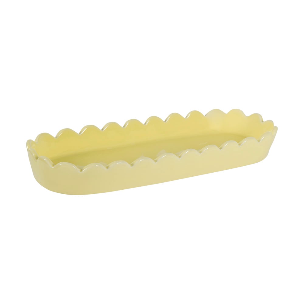 ASTELLA Oval Decorative Tray in Yellow Ceramic