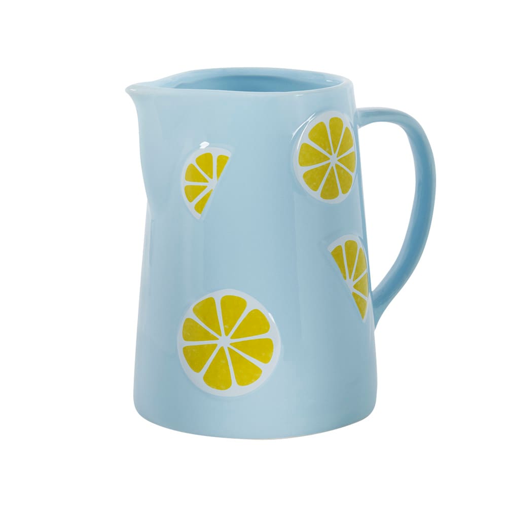 ASTELLA Blue Ceramic Decorative Vase with Lemons