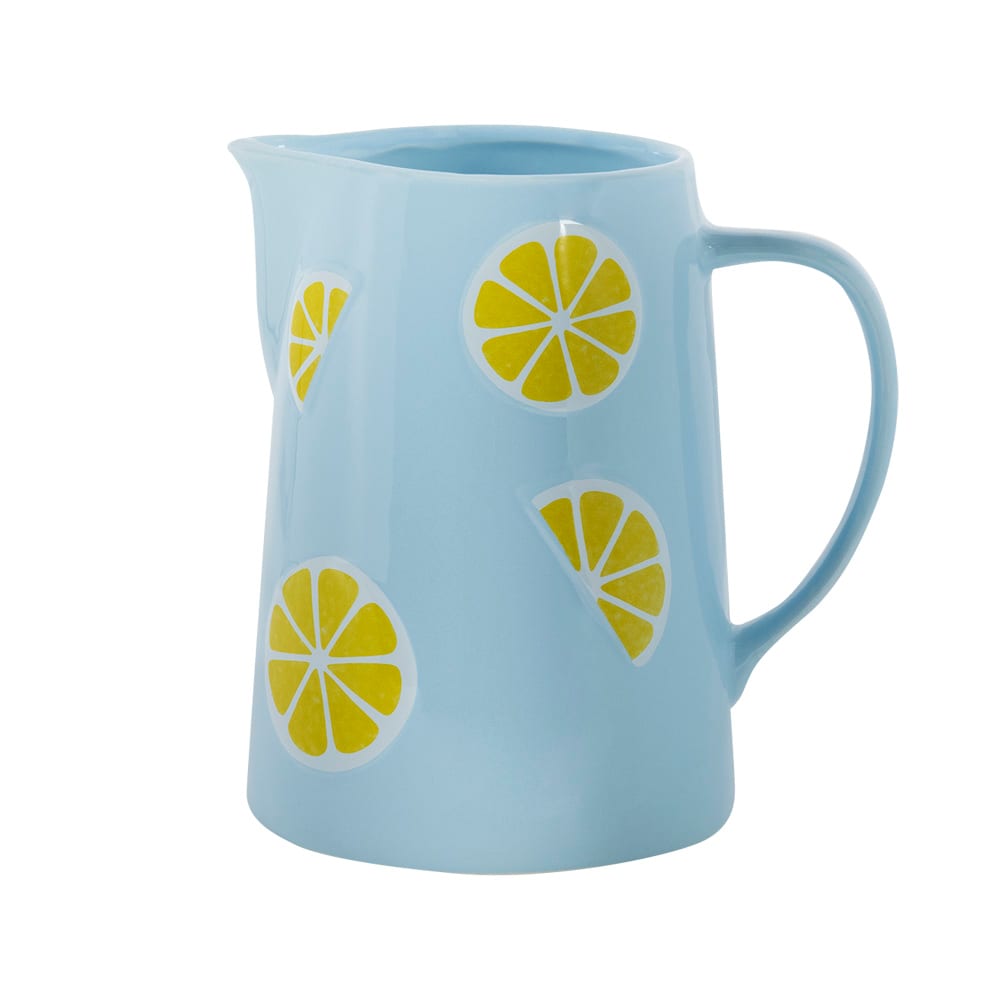 VERTUO Blue Ceramic Decorative Vase with Lemons - Canac