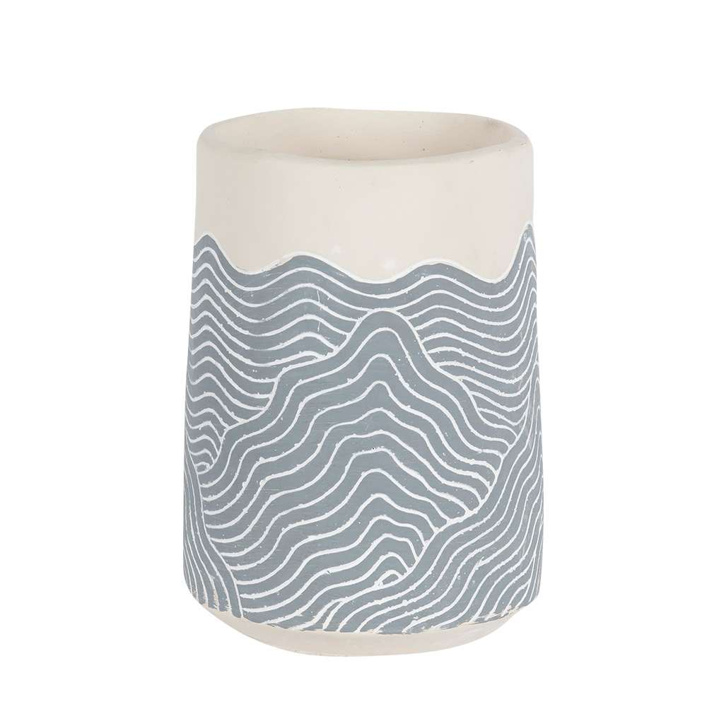 Vase décoratif en ciment avec motif de vagues ASTELLA