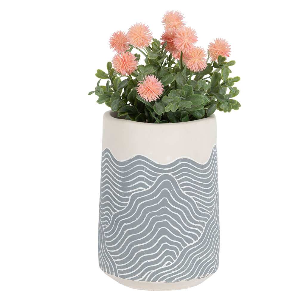 Vase décoratif en ciment avec motif de vagues ASTELLA