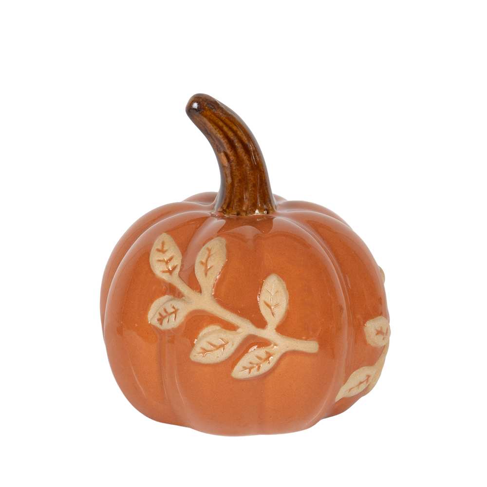 Mini citrouille décorative avec feuille ASTELLA