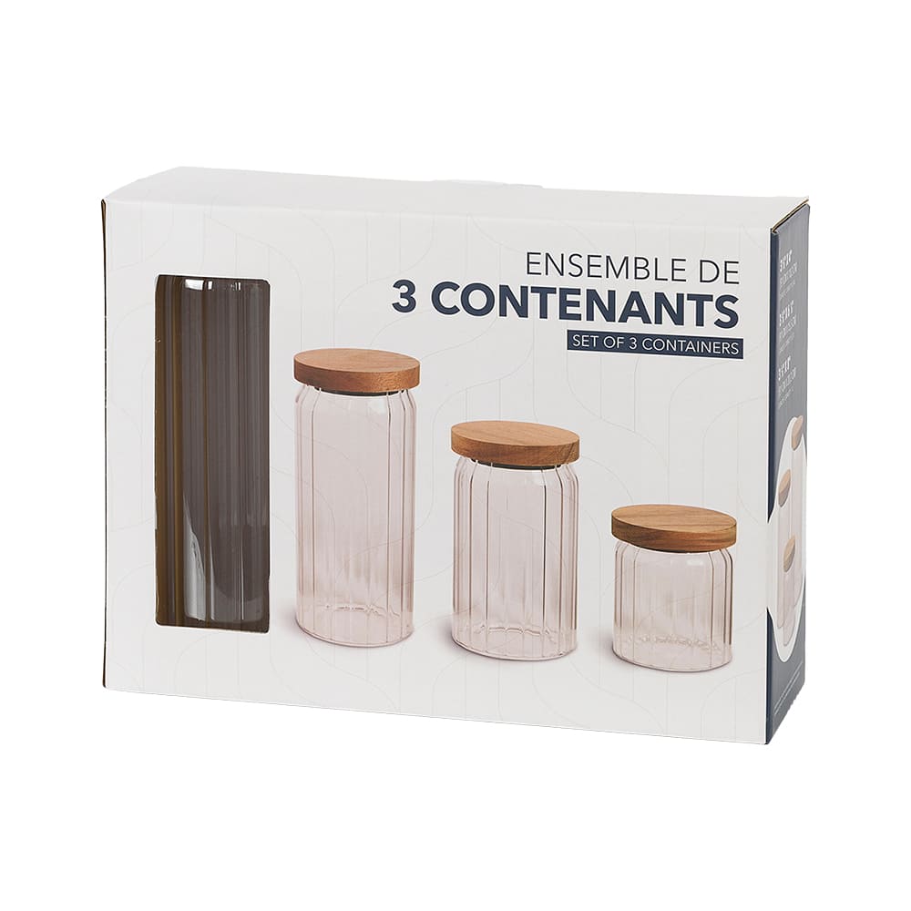 Ensemble de 3&nbsp;contenants en verre pour la cuisine ASTELLA