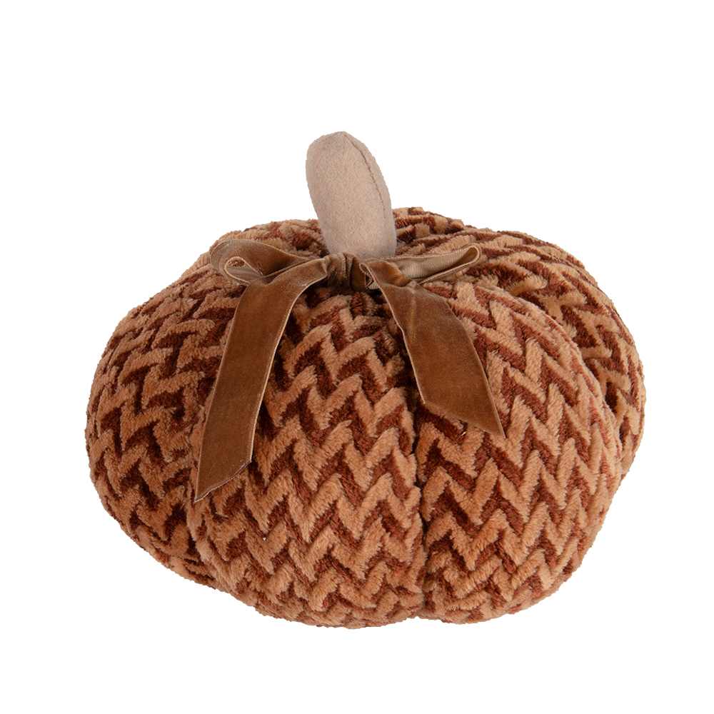 Grande citrouille décorative en tissu orange et brun 7 7/8 po ASTELLA