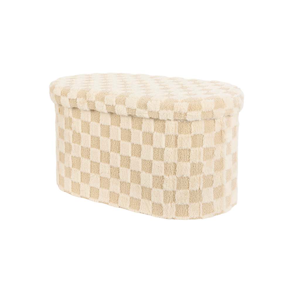 Pouf de rangement pliable Damier beige 28 po ASTELLA