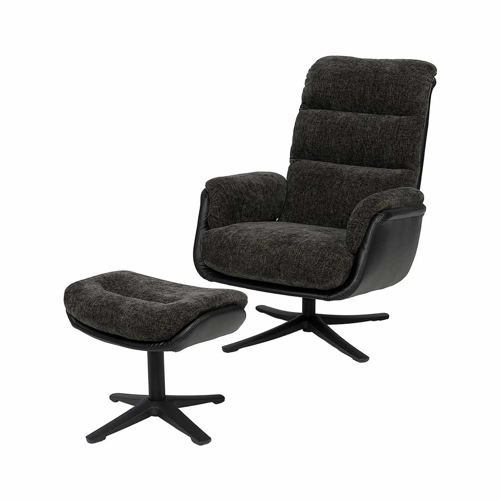Fauteuil pivotant avec repose-pieds Volt noir ASTELLA