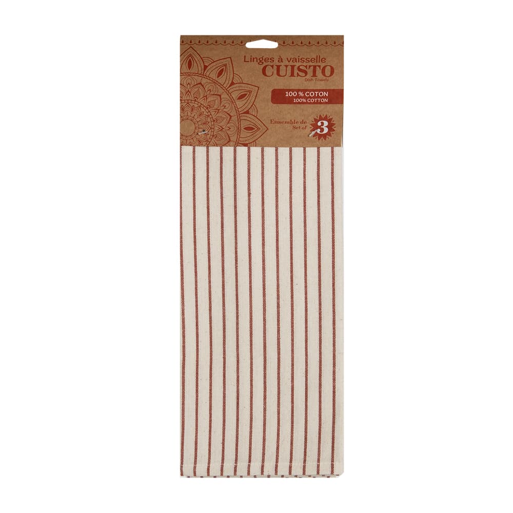Linges à vaisselle Cuisto 19&nbsp;5/8&nbsp;po x 27&nbsp;1/2&nbsp;po Pqt/3